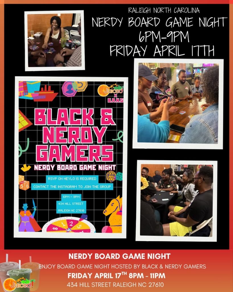 Flyer for Black & Nerdy Board Game Night