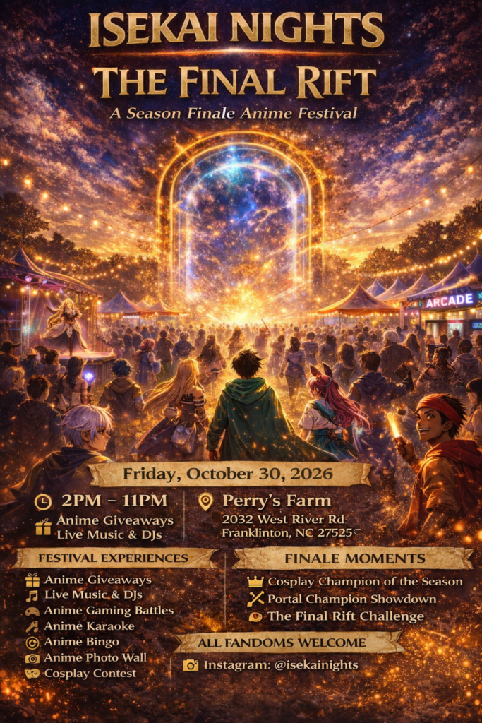 Flyer for Isekai Nights Anime Festival – The Final Rift
